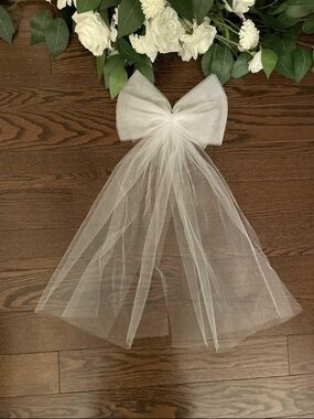 White Sheer Tulle Bow with Long Tails - Home Accents Decor